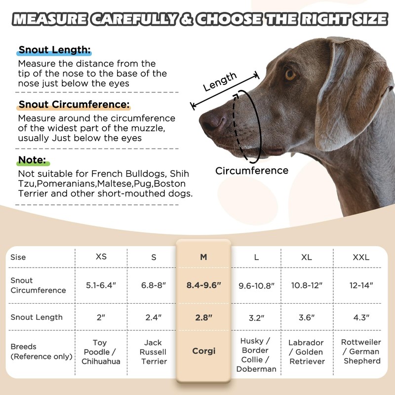 Dog Muzzle - Soft Breathable Mesh Nylon Adjustable Muzzle for