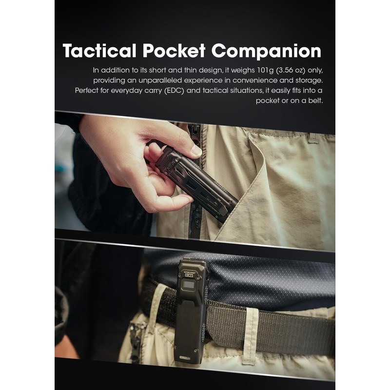 Nitecore EDC23 SABER - 2500 Lumens, OLED Display, USB-C, Lock-Out,