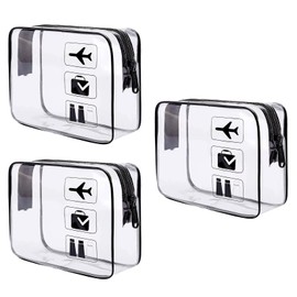 3 Pcs Clear Travel Toiletries Bags, Clear Makeup Bags for Travel Toiletry Bag, TSA Approved Travel Cosmetic Bags, PVC Waterproof Clear Wash Bags for Women Men Holiday Travel Essentials Bags