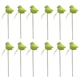 Flower Stakes Glitter Bird Yellow 6 x 25 cm Pack of 12 Decorative Stakes Garden Stake Bird Decoration