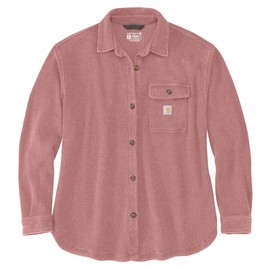 Carhartt Women's Oversized-Fit Heavyweight Waffle Knit Shirt, Rose Tint, Medium