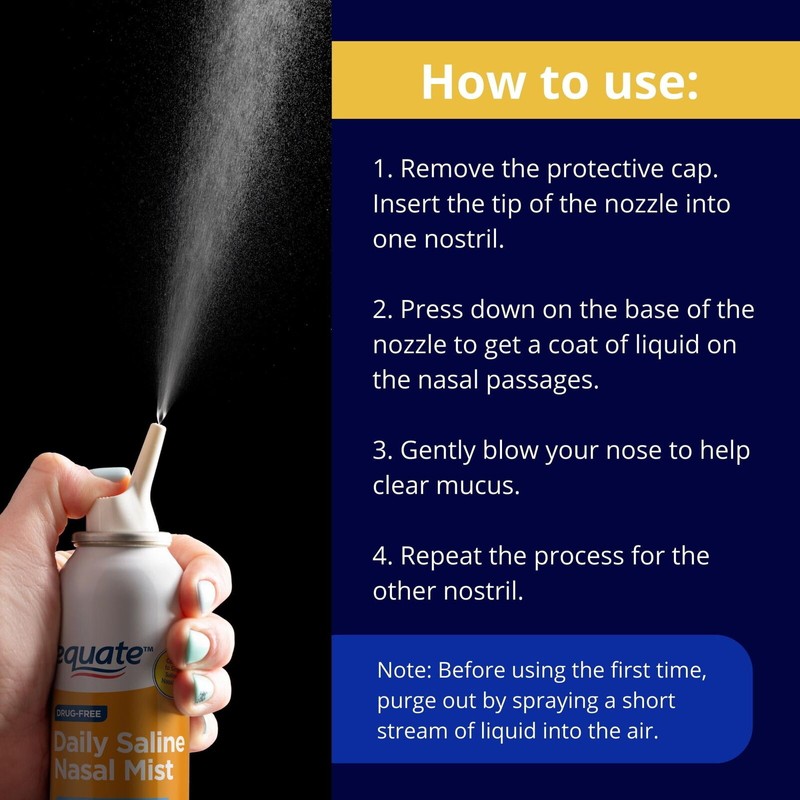 Equate Drug-Free Daily Saline Nasal Mist Spray for Sinus Relief,