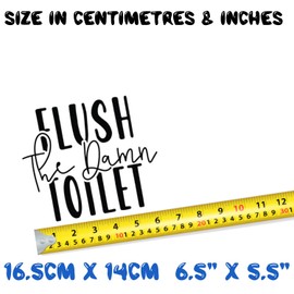 Flush The Damn Toilet Cute Stickers - Bathroom Décor - Toilet Sticker - Bathroom Sign, Toilet Lid Decal - Bathroom Wall Art - Funny Stickers (Small, Black)