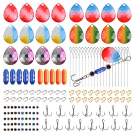 155pcs Fishing Lure Making Supplies Kit Spinner Making Kit Spinnerbaits Accessory Blades Shaft Clevis Wire Treble Hooks Tackle Set DIY Walleye Rig Lure Making Kit