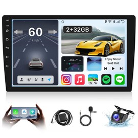10.1inch Android Radio Stereo with Apple Carplay & Android Auto & Mirrorlink,in-Dash GPS Navigation 5G WiFi Bluetooth 2 USB,Rear Camera,Universal Touch Screen for Car Stereo Upgraded 2+32GB