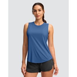 SANTINY Women's Sleeveless Workout Tops Lightweight Tennis Yoga Athletic Running Shirts Racerback Tank Tops for Women (Blue_M)