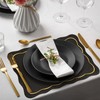 Stranthother Black and Gold Scalloped Leather Placemats Set of 6