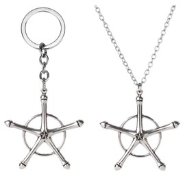 KANGSHUN Ichigo Kurosaki Sword Necklace Keychains Set- Stainless Steel Zanpakutou Keychains Bleach Anime Gifts For Men Teens (Necklace+Keychain)