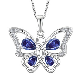 Rocayi Butterfly Necklace 925 Sterling Silver Tanzanite Necklace December Birthstone Jewelry Gifts for Women Wife Girlfriend Mother Daughter