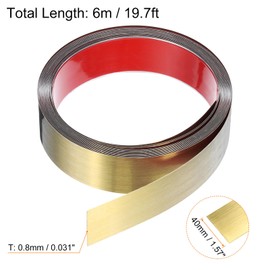 HARFINGTON 19.7ft x 1.58" Wall Trim Peel and Stick Molding Trim Frame, Self Adhesive Stainless Steel Brushed Finish Metal Strip Trim for Wall Ceiling Floor Cabinet Tile Edge, Golden