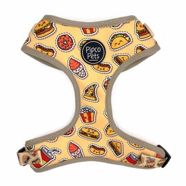 2-Piece Walkies Bundle [Pipco Pets] - Adjustable Dog Harness + Lead | Cute Colourful Patterns | Safe and Secure | (M, Snack Pack)