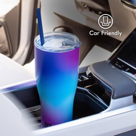 34oz Stainless Steel Tumbler with Triple Insulation & Copper Lining – Keeps Drinks Cold for 18 Hours & Hot for 6 – Spill-Resistant Press-On Lid with Sliding Sip Design, Reusable Straw (Copper Animal)