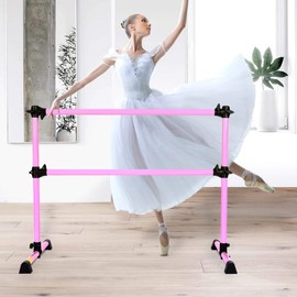 GOFLAME Ballet Barre Portable Double, 4FT Freestanding Ballet Barre Adjustable, Heavy Duty Dancing Stretching Ballet Bar for Home, Dance Barre, Fitness Ballet Bar