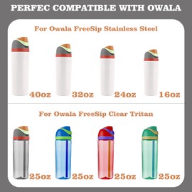 Moukiween Replacement Cap for Owala Freesip Bottle, One Button Water Bottle Top Lid Accessories Compatible with Owala Cup 16oz 24oz 32oz 40oz, BPA-Free, No Water Leakage, Grey Orange