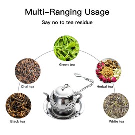 Meichu Loose Leaf Tea Infuser Ball, Stainless Steel Tea Strainer Set of 4 with Chain and Drip Trays, Tea Filter for Mug, Cup and Pitcher (Teapot)