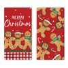 Croar Merry Christmas Gingerbread Man Red Kitchen Dish Towels Set