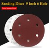 9 Inch Sanding Discs 40 Grit with 6 Holes, Hook
