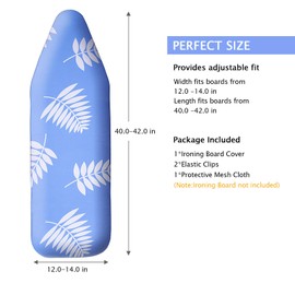 SheeChung 14x42 Inch Over-The-Door Ironing Board Replacement Pad/Cover,100% Cotton Iron Board Cover and Heavy-Duty Extra Thick Pad,Resists Scorching and Staining,Snug fit Ironing Board Cover