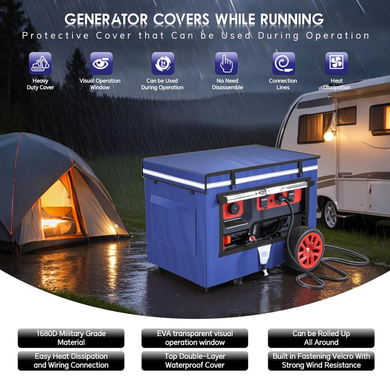 Generator Covers While Running, 32x24x24 Inches, Generator Running Covers,1680+400D Double