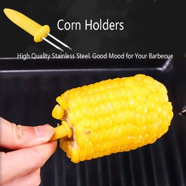 Corn Holders Stainless Steel Corn on The Cob Holders Skewers with Storage Box for Outdoor BBQ Cooking 20 Pieces
