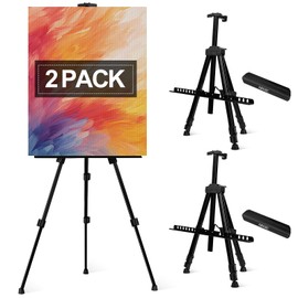 AROIC 2 Pack Painting Display Easel Stand Portable Adjustable Metal Tripod Artist Canvases Height from20to66Inch Extra Sturdy forTable-Top/Floor Painting, Drawingand Displaying,Black with2Storage Bag