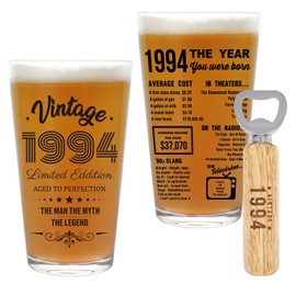 Brikabia 60th Birthday Gifts for Men, 60 Year Old Gifts for Him, Vintage 1964 Beer Drinking Glass and Opener, Best Men’s 60th Birthday Gift Ideas Turning 60, Happy 60th Birthday Decorations