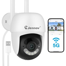 Jennov 5MP Wireless Security Camera System – Add-On Outdoor/Indoor Camera (Outlet-Powered)，Night Vision, Motion Detection, IP66 Weatherproof, No Subscription Required，Only Work with P48 System