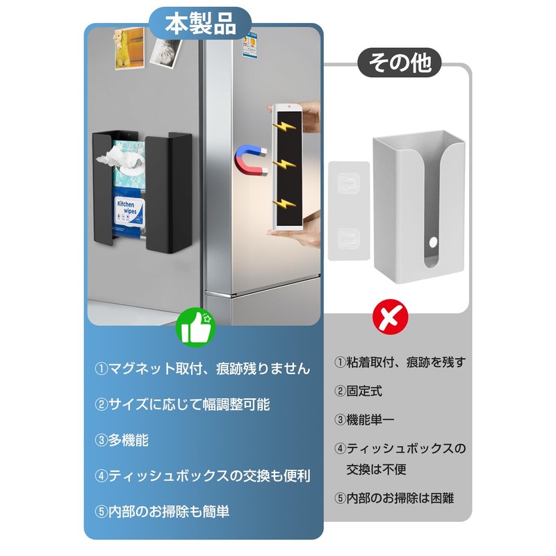 C-J-W Magnetic Tissue Case, Strong, Adjustable Width, Kitchen Paper Holder,