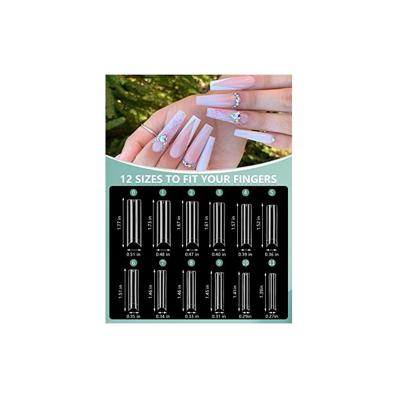 480 puntas de uñas extralargas en forma de C XL,