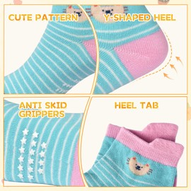 ELUTONG Toddler Non Slip Socks - 12 Pairs Grip Socks with Cute Animal Design for 3-5 Years Boys & Girls