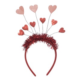 Valentine's Day Heart Headband Love Hoops, Fancy Dress Up, Sequin Headbands Heart Headpiece for Costume, Girls, Pink