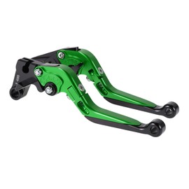 A ABSOPRO Kurze Lange Brems- und Kupplungshebel für Yamaha YZF R1 99-01 Verstellbare Motorrad Lenker Bremshebel Aluminiumlegierung Grüner Griff Schwarzes Ende
