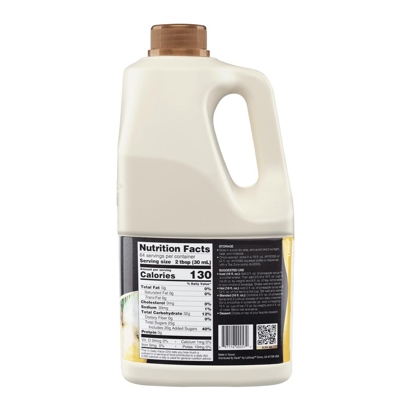 Tea Zone J1071 64 oz Pineapple Syrup for Tea, Beverages,