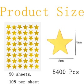 5400 Pcs 50 Sheets Gold Star Stickers Star Stickers for Reward Chart Small Star Stickers for Reward Chart Reward Chart Stickers Sticker Chart Mini Teacher Stickers Reward Merit Charts