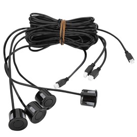 Qiilu 4pcs Reverse Backup Parking Rear Bumper Park Assist Object Sensor Black for Most Vehicles