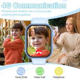 MiracDan 4G Children's Smartwatch with GPS and Phone, Messages, School Mode, 7 Games, SOS, GPS, Camera, Calls, Children's Smartwatch with SIM Smart Watch Children for 3-12 Boys and Girls