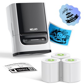 Nelko Label Maker Machine with Tape, PM220 Bluethooth Label Printer, 2 Inch Portable Thermal Printer for Small Business, Logo, Clothing, Sticker Printer for Phones & PC, with 3 Labels, White