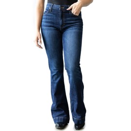 Kimes Ranch Women's Jennifer Ultra-High Rise Wide Flare Dark Wash Blue Jeans, 2-36
