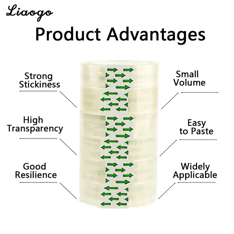 Liaogo 6 Rolls Transparent Tape Refills Rolls, Clear Tape, 3/4