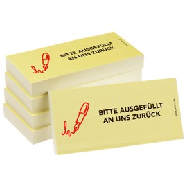 PRICARO Pack of 5 Sticky Notes "Bitte ausgefüllt an uns zurück" [Please be filled in to us] 100
