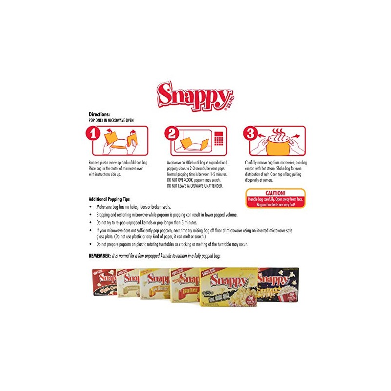 Snappy Butter Microwave Popcorn, 3.5 oz, 48 Pack