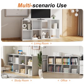 Sweetcrispy 8 Cube Storage Organizer - Open Cube Bookshelf with 4 Removable Back Panels, Display Storage Bookcase for Living Room, Bedroom, Entrance Hall, Home Office，47.7" L×11.6" W×24" H, White