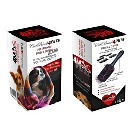 4MAS CutBrush 4Pets (Black and Red 10pcs Motorized Clipper and Brush all in one for Professional and Home Pet Grooming)