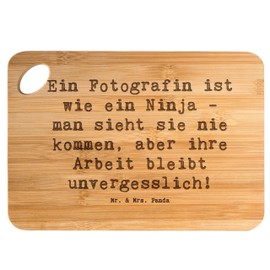 Mr. & Mrs. Panda Bamboo Chopping Board Saying "EIN Fotografin ist wie EIN Ninja" - Man sieht sie nie kommen, Aber ihre Arbeit bleibt unvergesslich!
