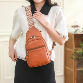 Eysee Sling Bag Chest Bag, Crossbody Shoulder Bag, Women's PU Leather Sports Shoulder Bag, Small Bum Bag, Stylish, brown