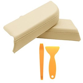 Kohnkd Front Door Panel Armrest Cover Fits for Honda Pilot 2009-2013 (Leather Part Only) with Removal Tool (Beige)