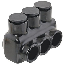 NSI Industries Polaris Black IPL250-3B Insulated Multi-tap Connector 3-Port Single-Sided Entry for 250 MCM-6 AWG Wire Range Dry Locations - Dual-rated for cooper and/or aluminum - Hex size 5/16-inch