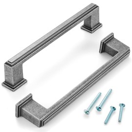 ASKANO 5 Inch Hole Centers, Antique Iron Stepped Kitchen Cabinet Pull Vintage Handle ZP2206 | Pack of 10, Solid Retro Hardware for Drawer, Dresser, Bathroom, Vanity, Furniture Door, Cupboard, 5"