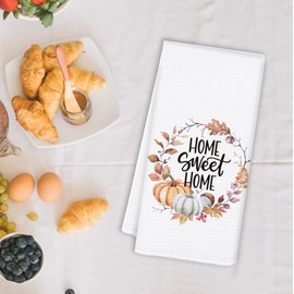 OSLYSOF Home Sweet Home Fall Kitchen Towels, Fall Pumpkin Leaf Dish Tea Towel for Kitchen Decor, Housewarming Gifts 2025 Hand Towels for Bathroom Decor, 16x24 Inch