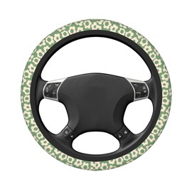 Vintage Groovy Flowers Steering Wheel Cover Cute Universal 15 Inch Car Accessories Protector for Women Fit Auto SUV Sedan Vans Trucks